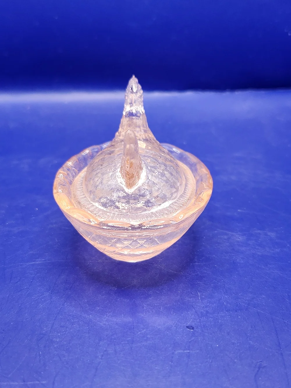 Peach Hen on Nest Mini Glass Salt Cellar Dish